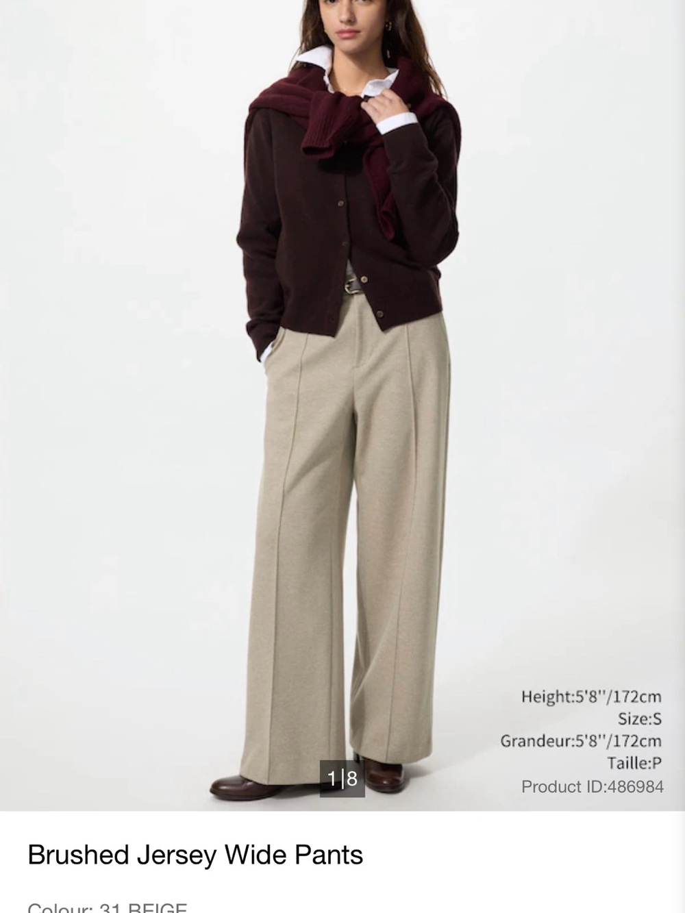 Uniqlo Beige Wide-Leg Chinos